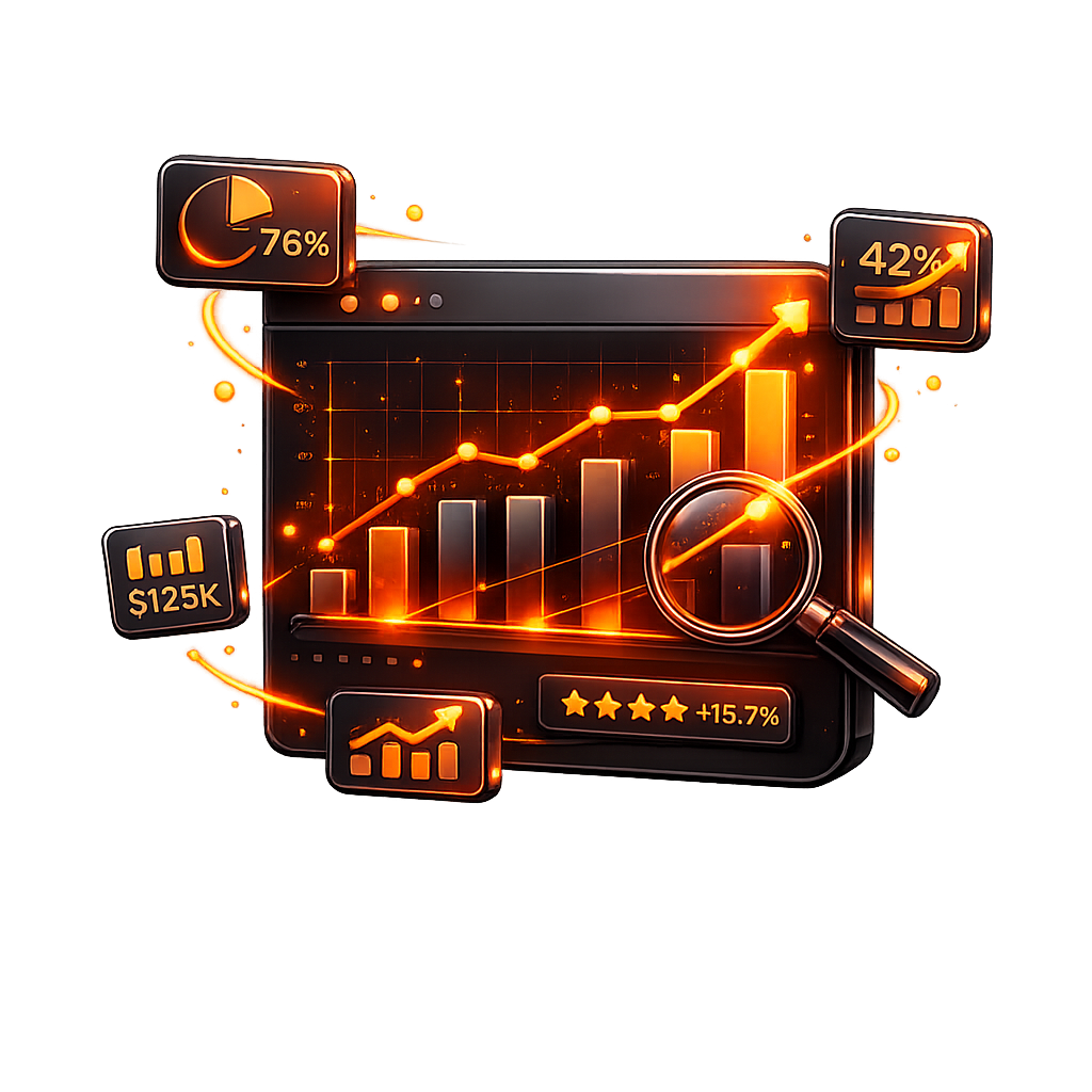 Analytics dashboards visualising real-time business performance